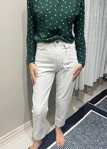 kırem yumuşak kot Kadın Pantolon - Görsel 2