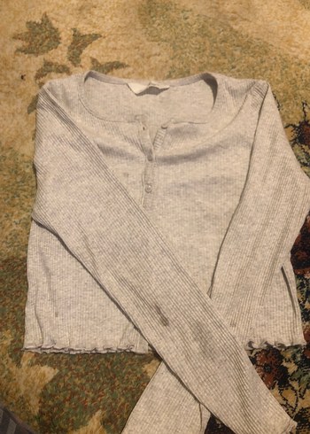 Gri Düğmeli Uzun Kollu Kız Hırka - Görsel 2