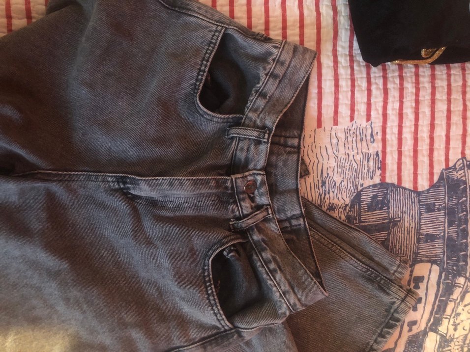 Gri Kadın Bol Kesim Midi Kot Pantolon - Görsel 2