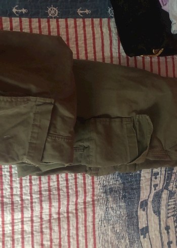 Kadın Haki Kumaş Kemerli Bol Kesim Pantolon - Görsel 2