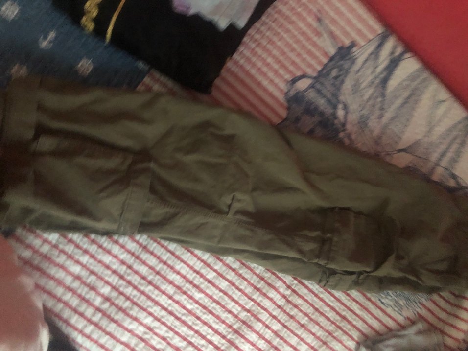 Kadın Haki Kumaş Kemerli Bol Kesim Pantolon - Görsel 3