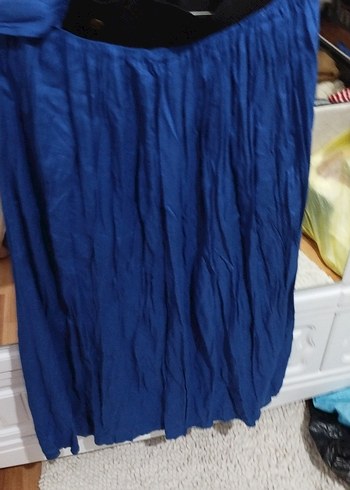 Mavi Piliseli Midi Kadın Etek - Görsel 2