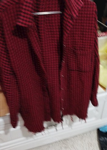 Bordo Ekoseli Düğmeli Kadın Gömlek - Görsel 2