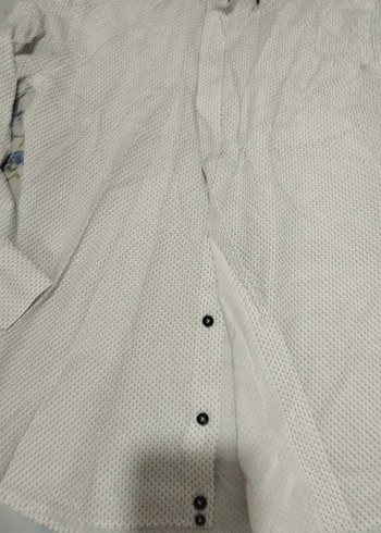 Erkek Beyaz Puantiyeli Düğmeli Gömlek - Görsel 2