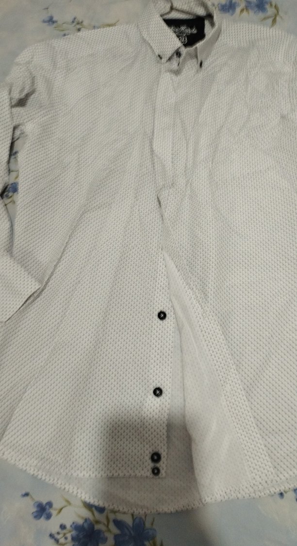 Erkek Beyaz Puantiyeli Düğmeli Gömlek - Görsel 2