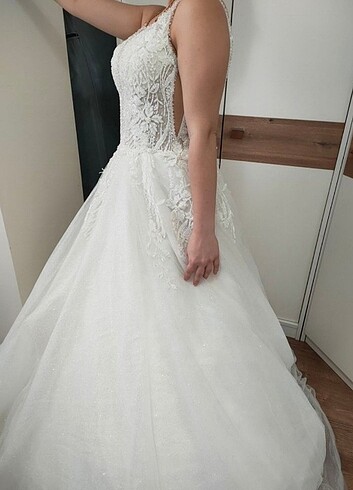 Pronovias Acil Satılık..Nova Sposa V Yaka Özel Dikim Gelinlik