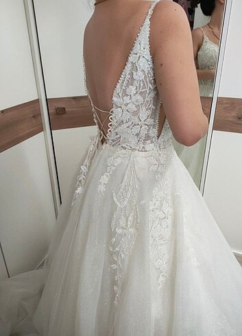s Beden Acil Satılık..Nova Sposa V Yaka Özel Dikim Gelinlik