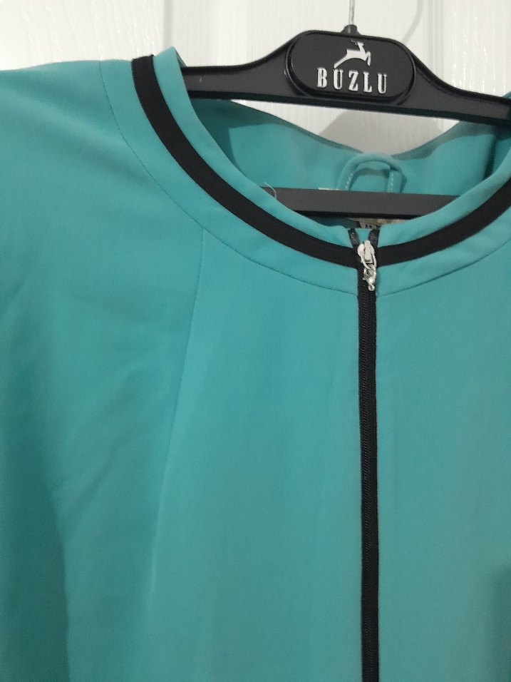 Turkuaz Renk Desenli Ferace - Görsel 4