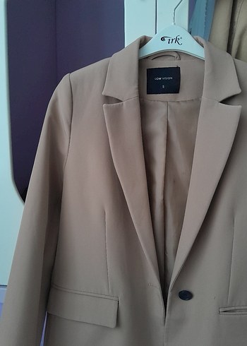 Bej Kadın Düğmeli Ofis Blazeri - Görsel 2