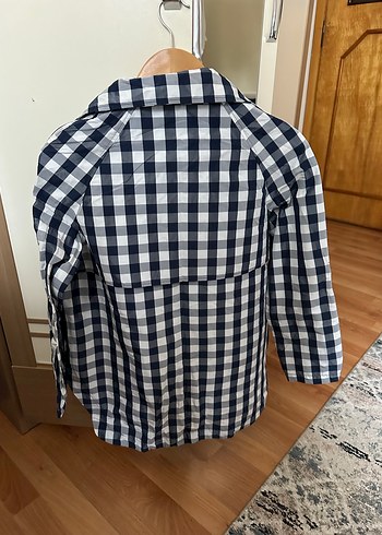 Düğmeli Lacivert Ekose Kadın pardesü - Görsel 2