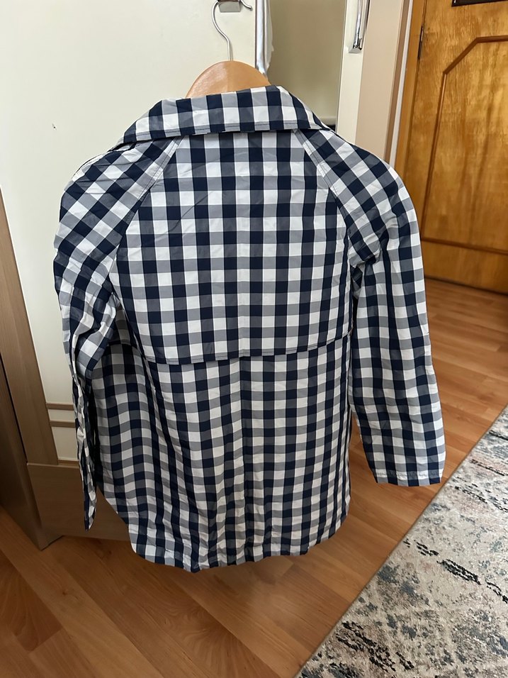 Düğmeli Lacivert Ekose Kadın pardesü - Görsel 2