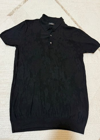 Düğmeli Siyah Keten Erkek Polo Tişört