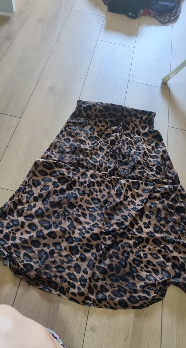 Leopar Desenli Kahverengi Uzun Etek - Görsel 2