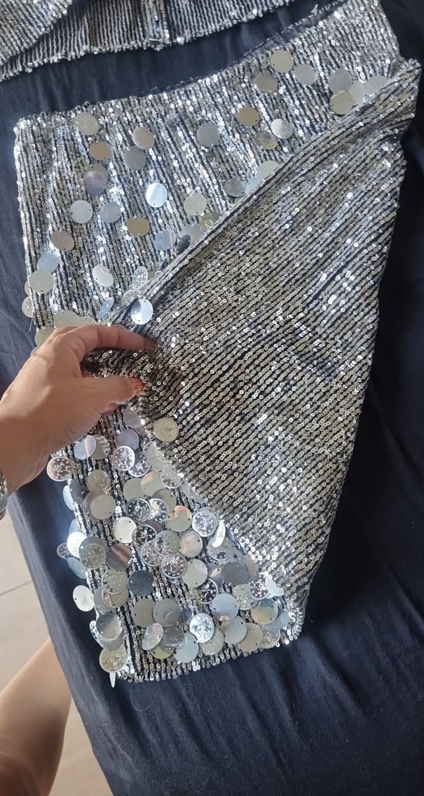 Gri Payetli Mini Etek - Görsel 5