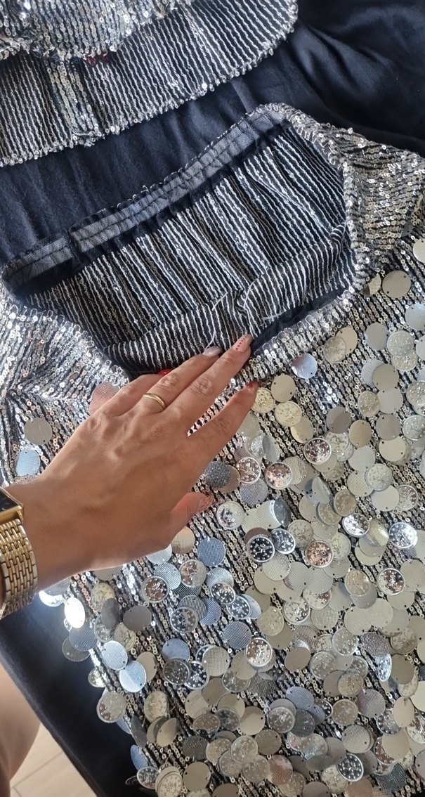 Gri Payetli Mini Etek - Görsel 4