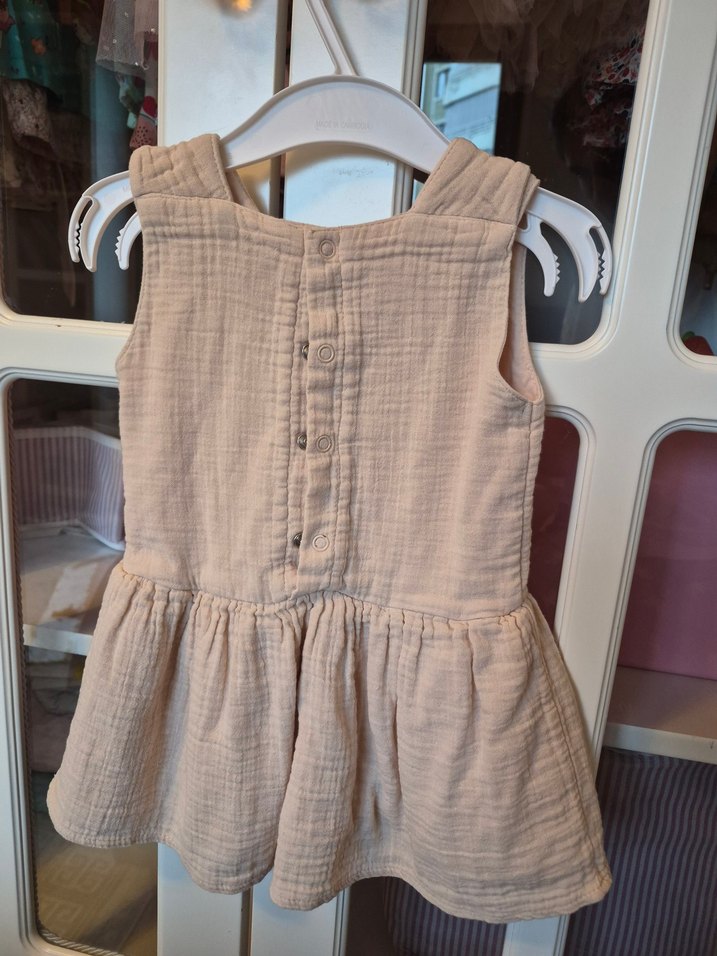 Kız Çocuk Kolsuz Keten Elbise - Görsel 2