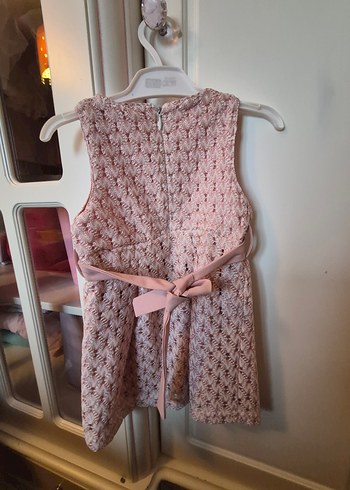 Dantel Detaylı Pembe Kız Çocuk Elbise - Görsel 3