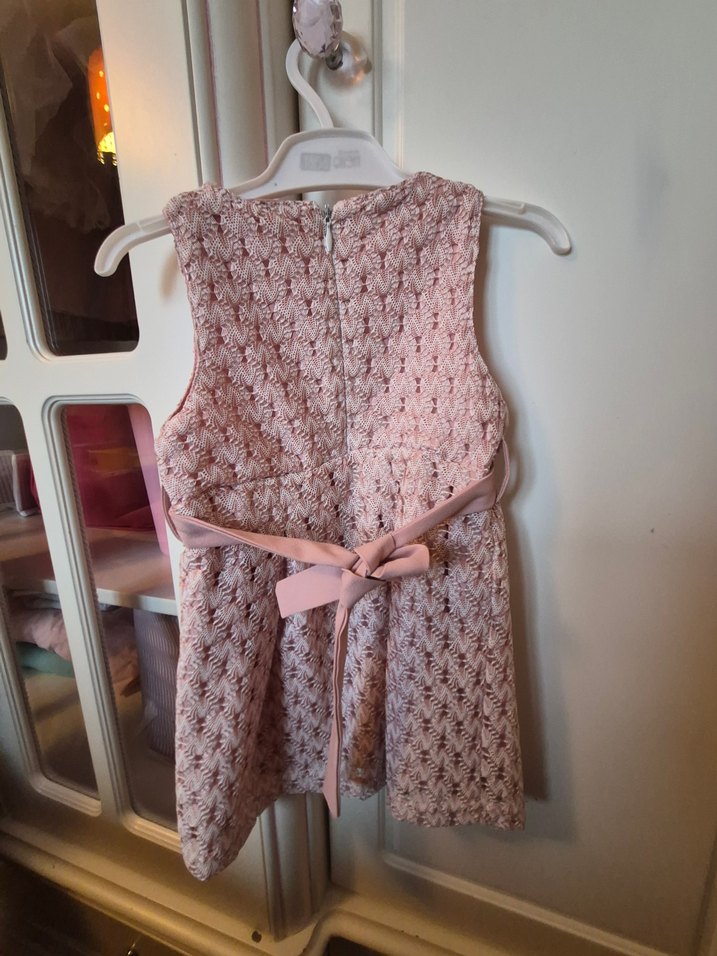 Dantel Detaylı Pembe Kız Çocuk Elbise - Görsel 3