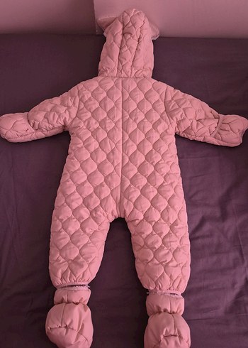 Kürklü Kapüşonlu Pembe Bebek Tulumu - Görsel 2