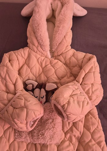 Kürklü Kapüşonlu Pembe Bebek Tulumu - Görsel 3