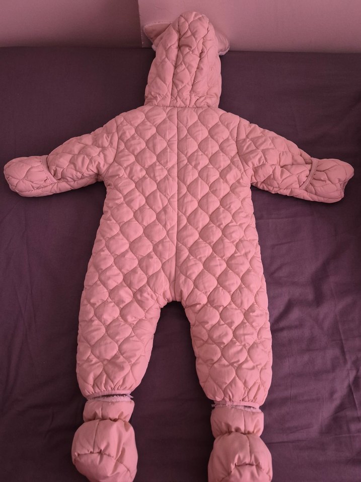 Kürklü Kapüşonlu Pembe Bebek Tulumu - Görsel 2