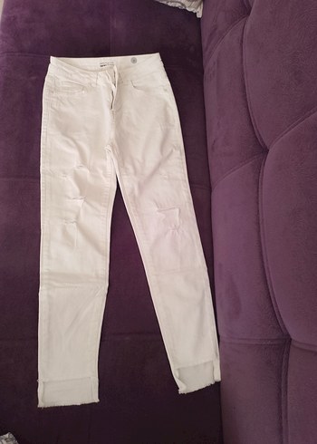 Beyaz Regular Fit Kot Pantolon