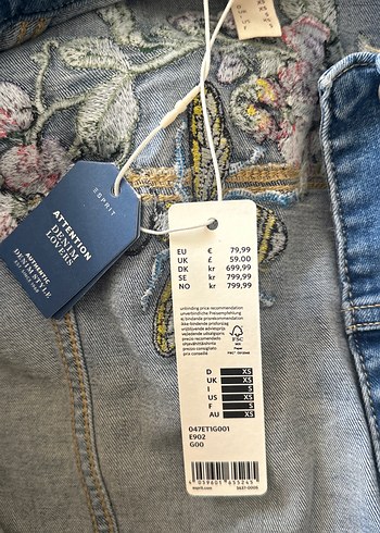 xs Beden mavi Renk Düğmeli Mavi Kadın Kot Ceket 79 Euro ya alındı