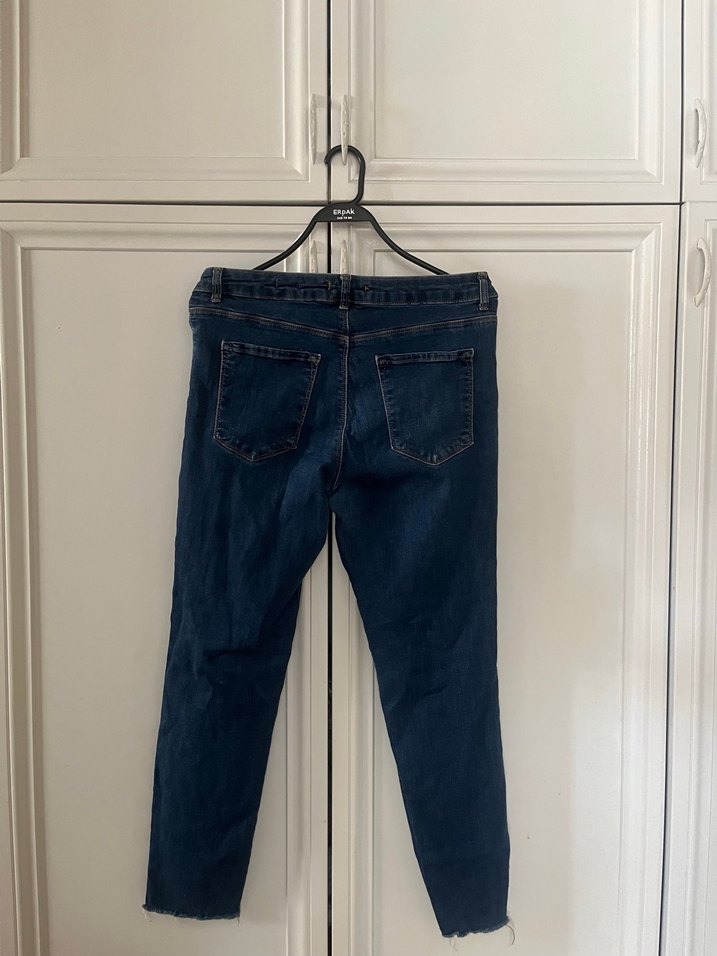 Kadın Lacivert Dar Kesim Midi Kot Pantolon - Görsel 2