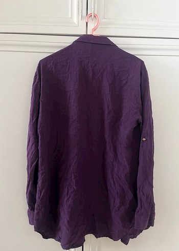 Mor Nakışlı Uzun Kollu Taşlı Gömlek - Görsel 3