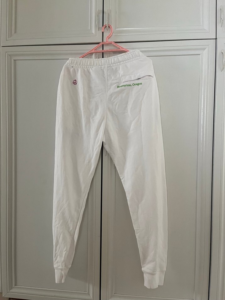 Erkek Beyaz Pamuklu Rahat Kesim Eşofman Altı - Görsel 2