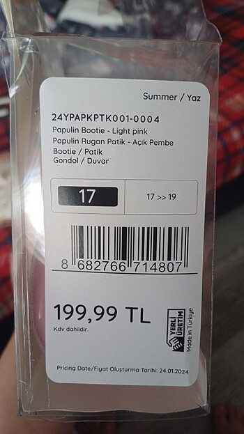 17 Beden pembe Renk Bebek ayakkabısı 