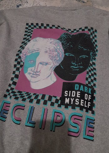 xs Beden gri Renk Gri Baskılı Kadın Sweatshirt