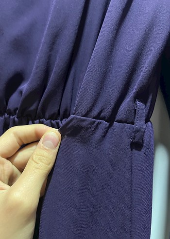 Mor Drapeli Uzun Kadın Elbise - Görsel 3