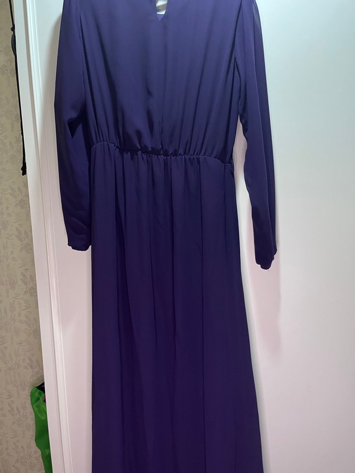 Mor Drapeli Uzun Kadın Elbise - Görsel 4