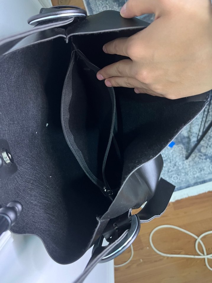 Tokalı Siyah Deri Kadın Çanta - Görsel 3