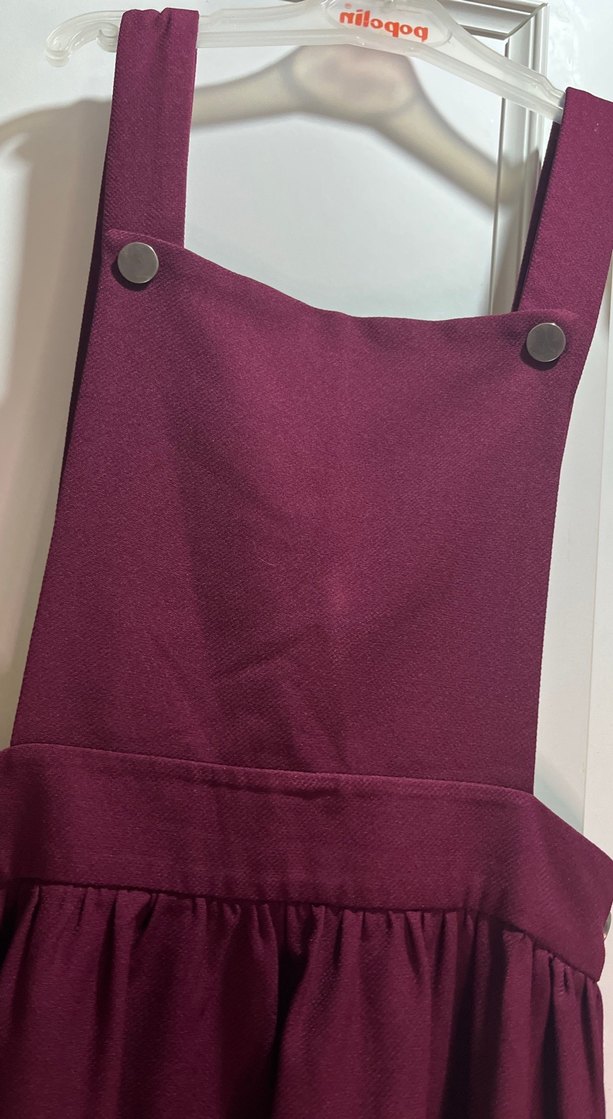 Bordo Uzun Askılı Kadın Tulum - Görsel 3