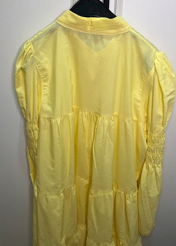 Uzun Kollu Sarı Fırfırlı Keten gömlek - Görsel 4