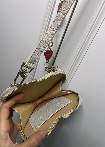 Beyaz Yılan Desenli Zincir Detaylı Kadın cüzdan çanta - Görsel 4