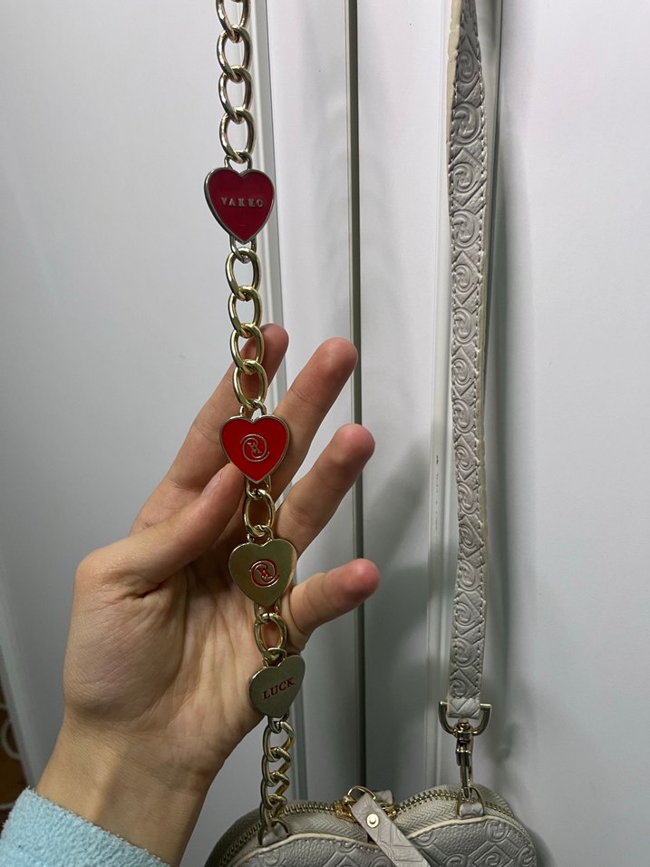 Beyaz Yılan Desenli Zincir Detaylı Kadın cüzdan çanta - Görsel 2