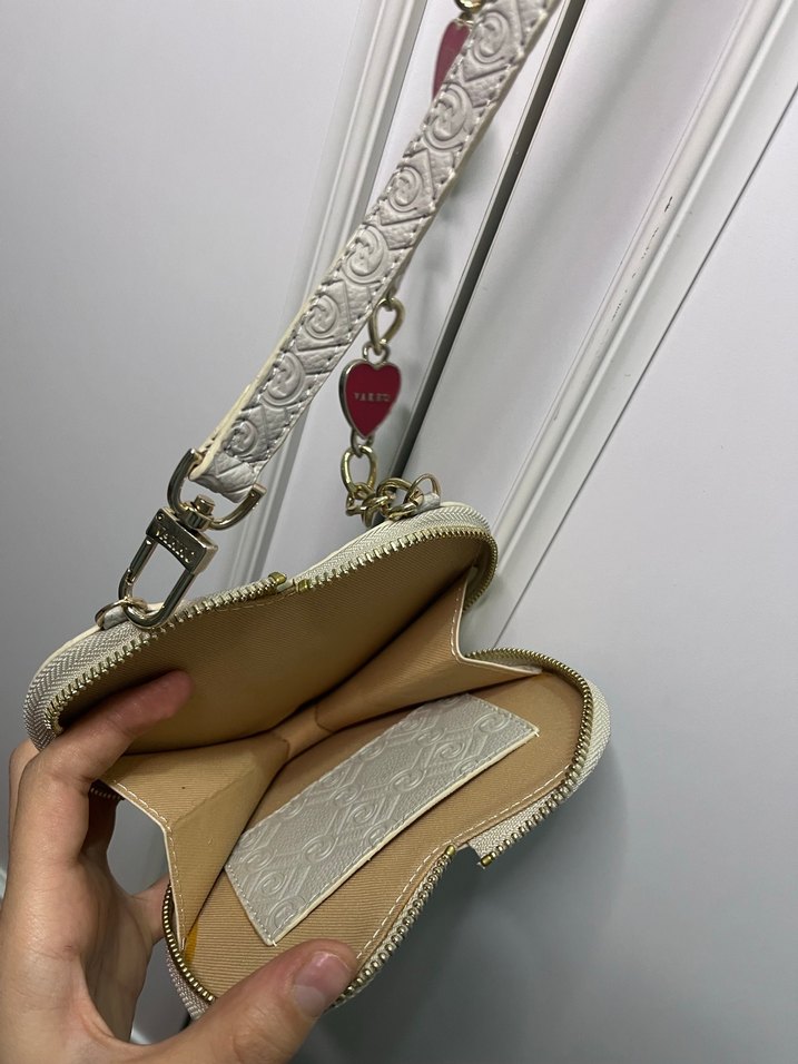 Beyaz Yılan Desenli Zincir Detaylı Kadın cüzdan çanta - Görsel 4