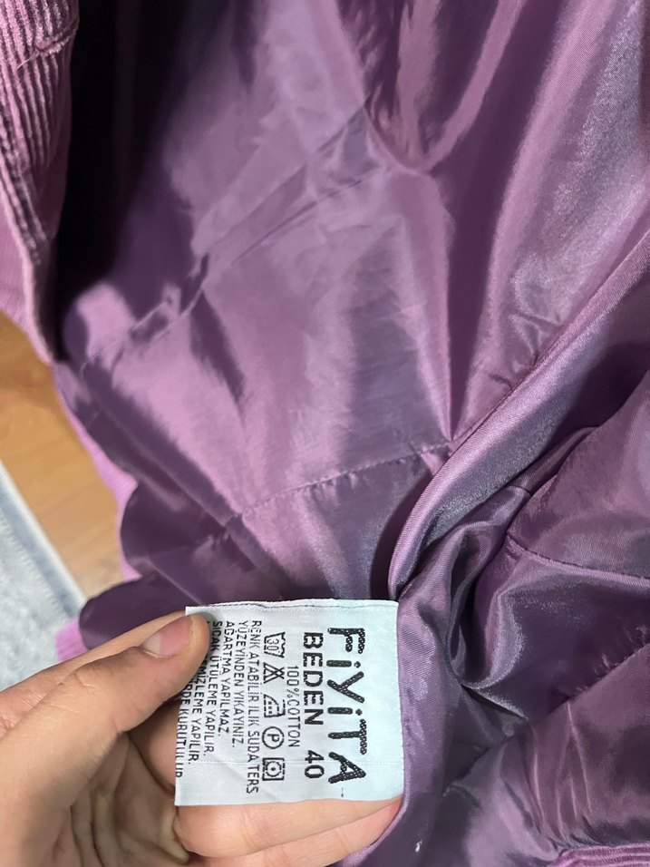 Mor Kadife Düğmeli Kadın Ceket - Görsel 3