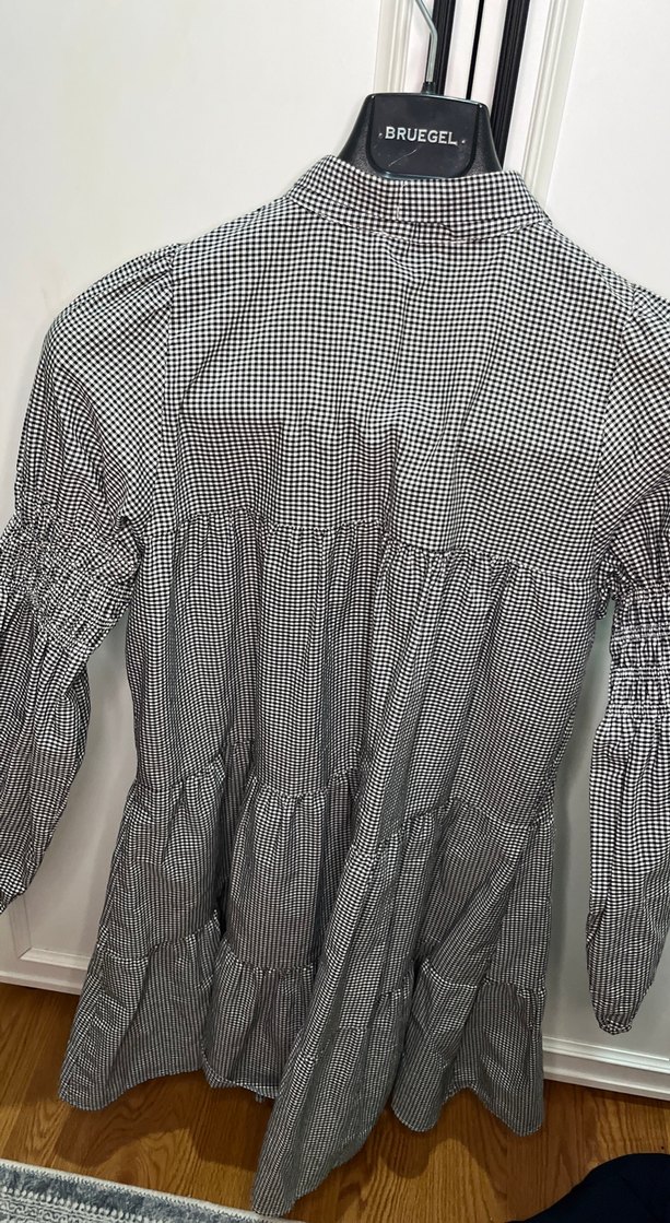 Gri Ekoseli Uzun balon Kollu gömlek - Görsel 3