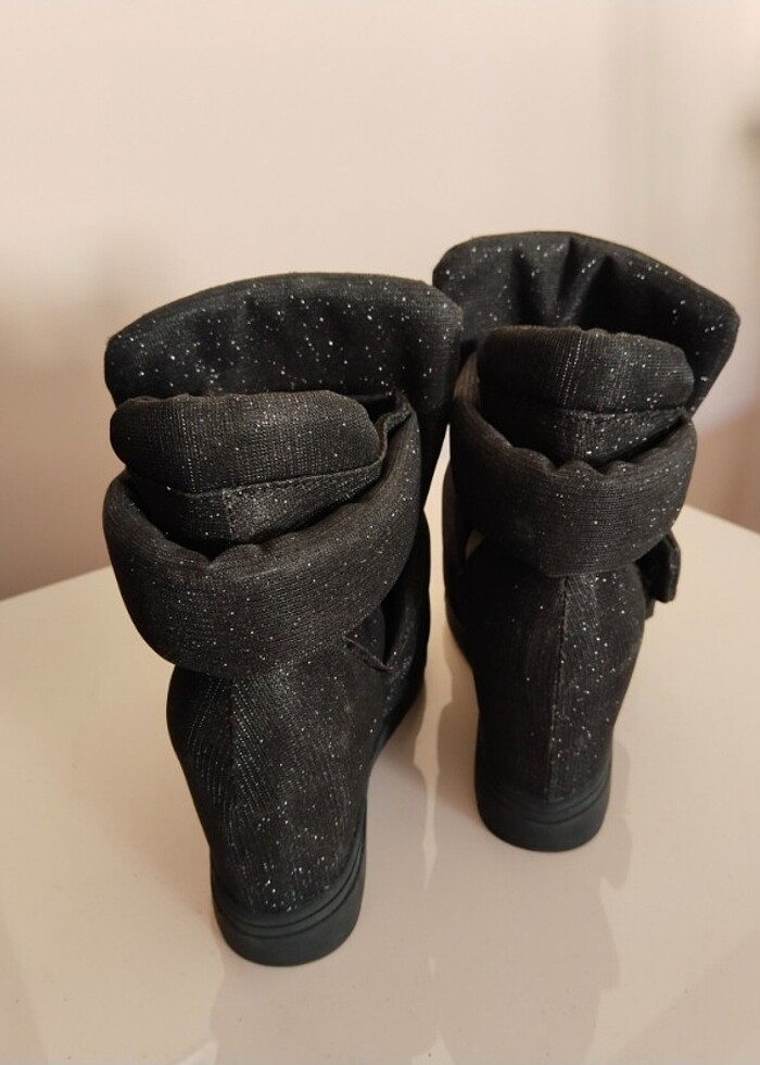 Simli siyah dolgu topuk bot - Görsel 3