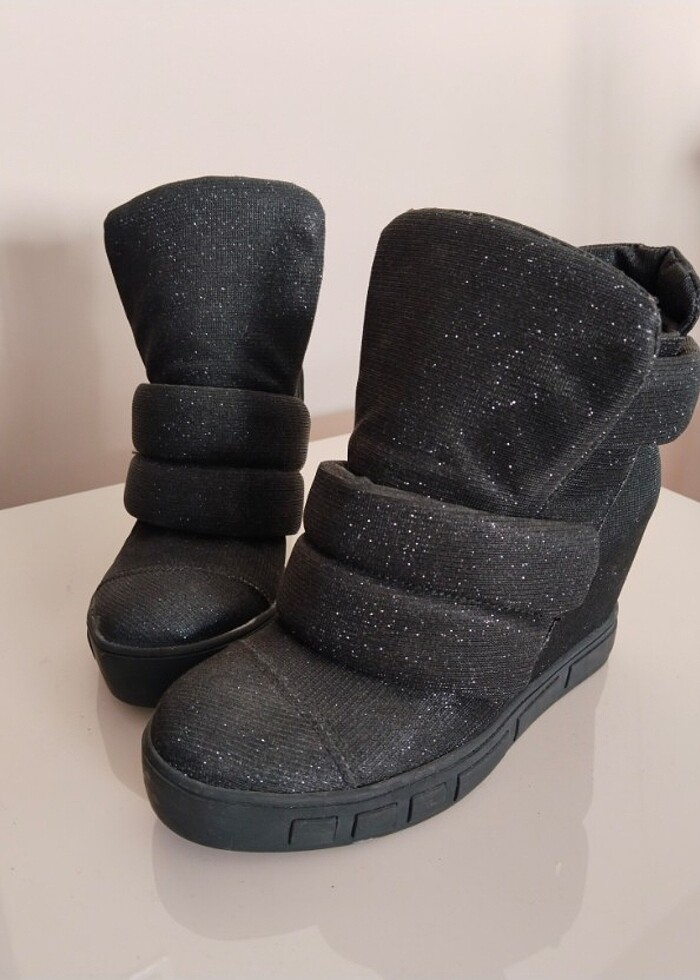 Simli siyah dolgu topuk bot - Görsel 2