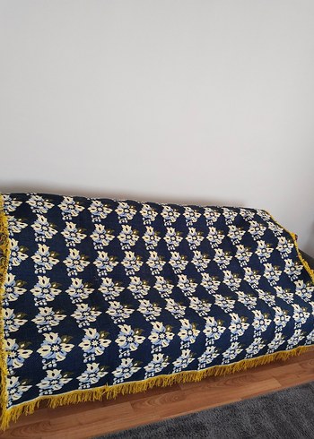 Koyu Mavi Çiçek Desenli Pike - Görsel 3