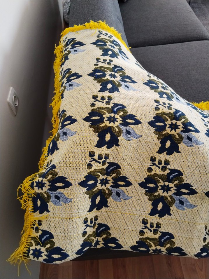 Koyu Mavi Çiçek Desenli Pike - Görsel 4