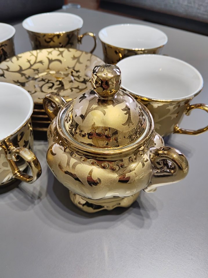 Altın Renkli Nostalji Çay Seti - Görsel 3