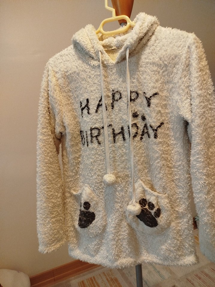 Beyaz Peluş Kediler İçin Kapüşonlu Sweatshirt - Görsel 2