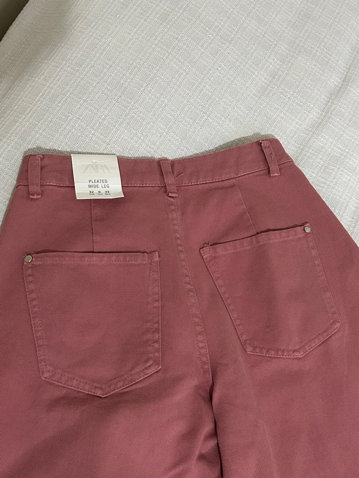 Zara kadın Pileli Geniş Paça  Pantolon - Görsel 4