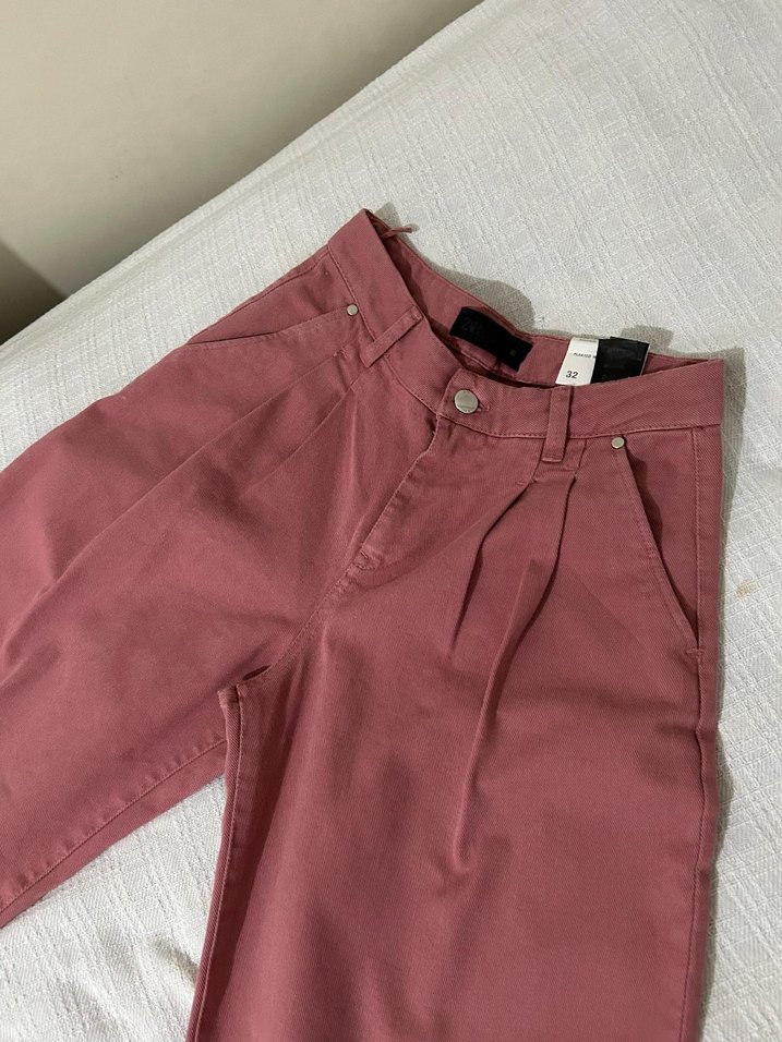 Zara kadın Pileli Geniş Paça  Pantolon - Görsel 2